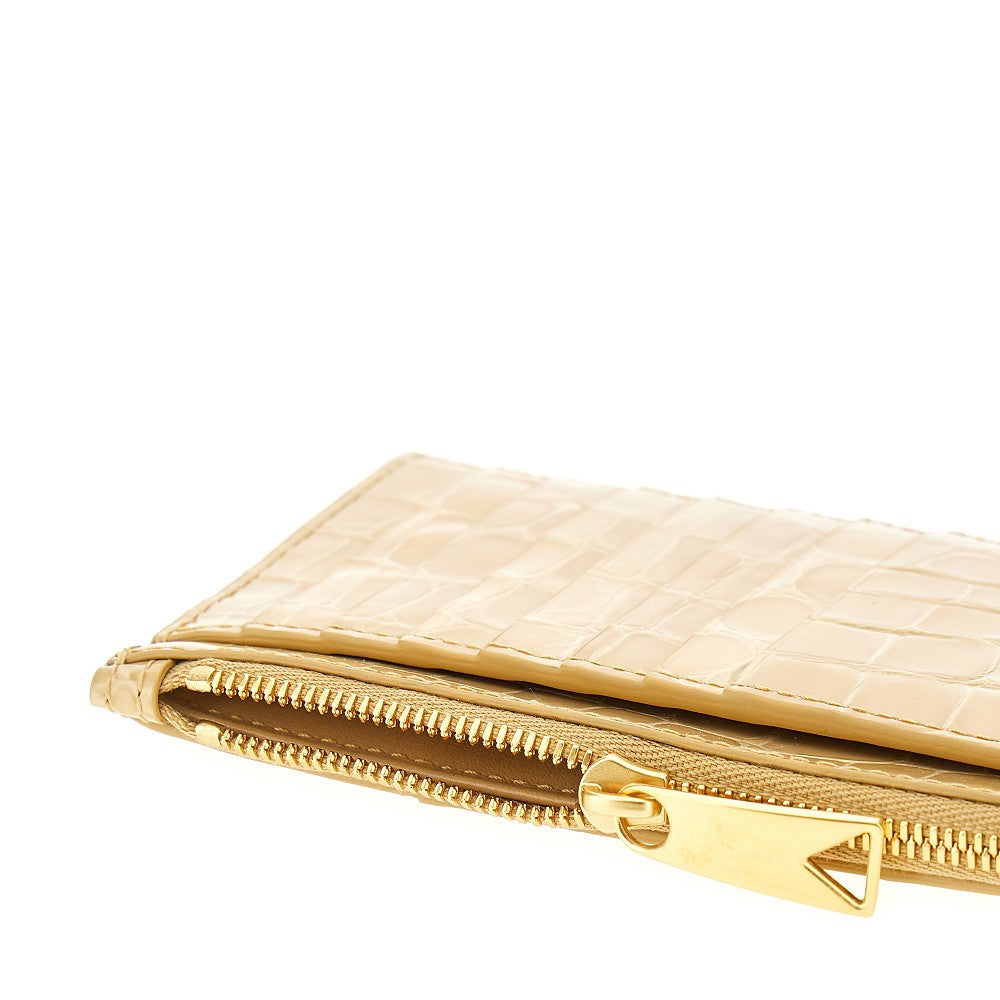 Pouch portacarte in pelle stampa coccodrillo