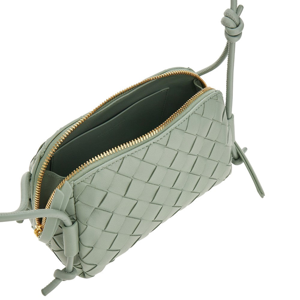 Pouch in pelle Intrecciato con tracolla