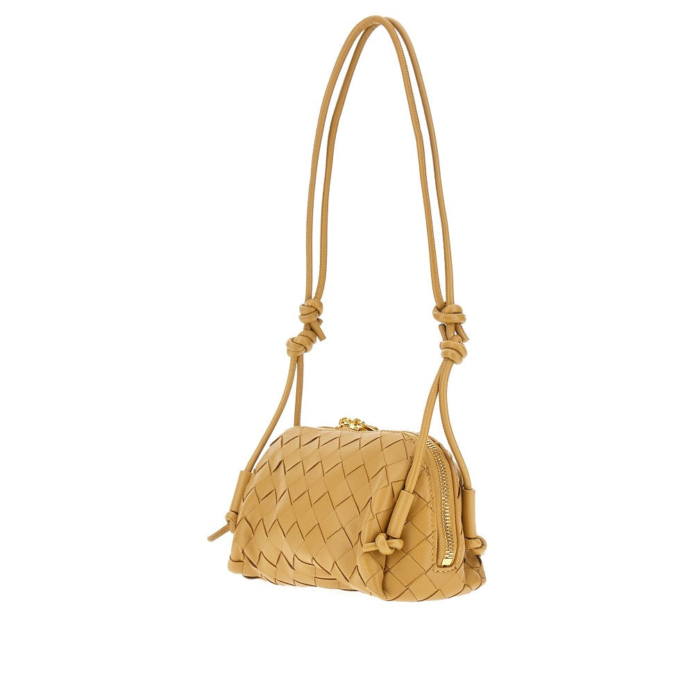 Intrecciato leather pouch on strap