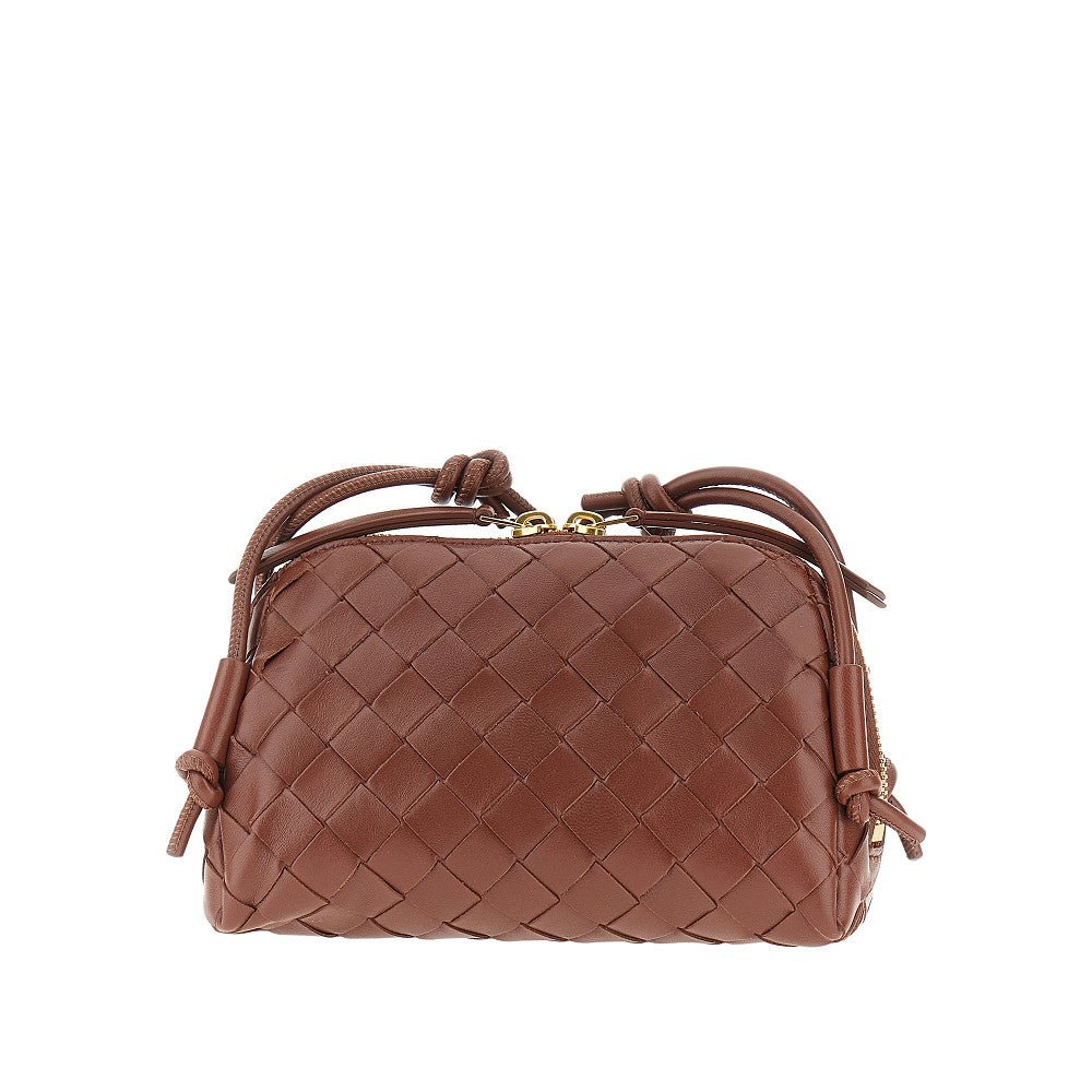 Pouch in pelle Intrecciato con tracolla