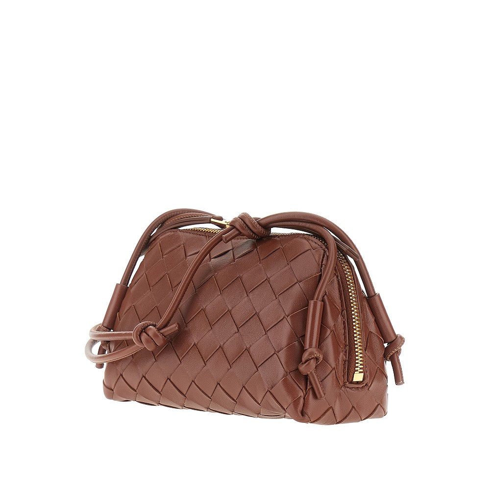 Pouch in pelle Intrecciato con tracolla