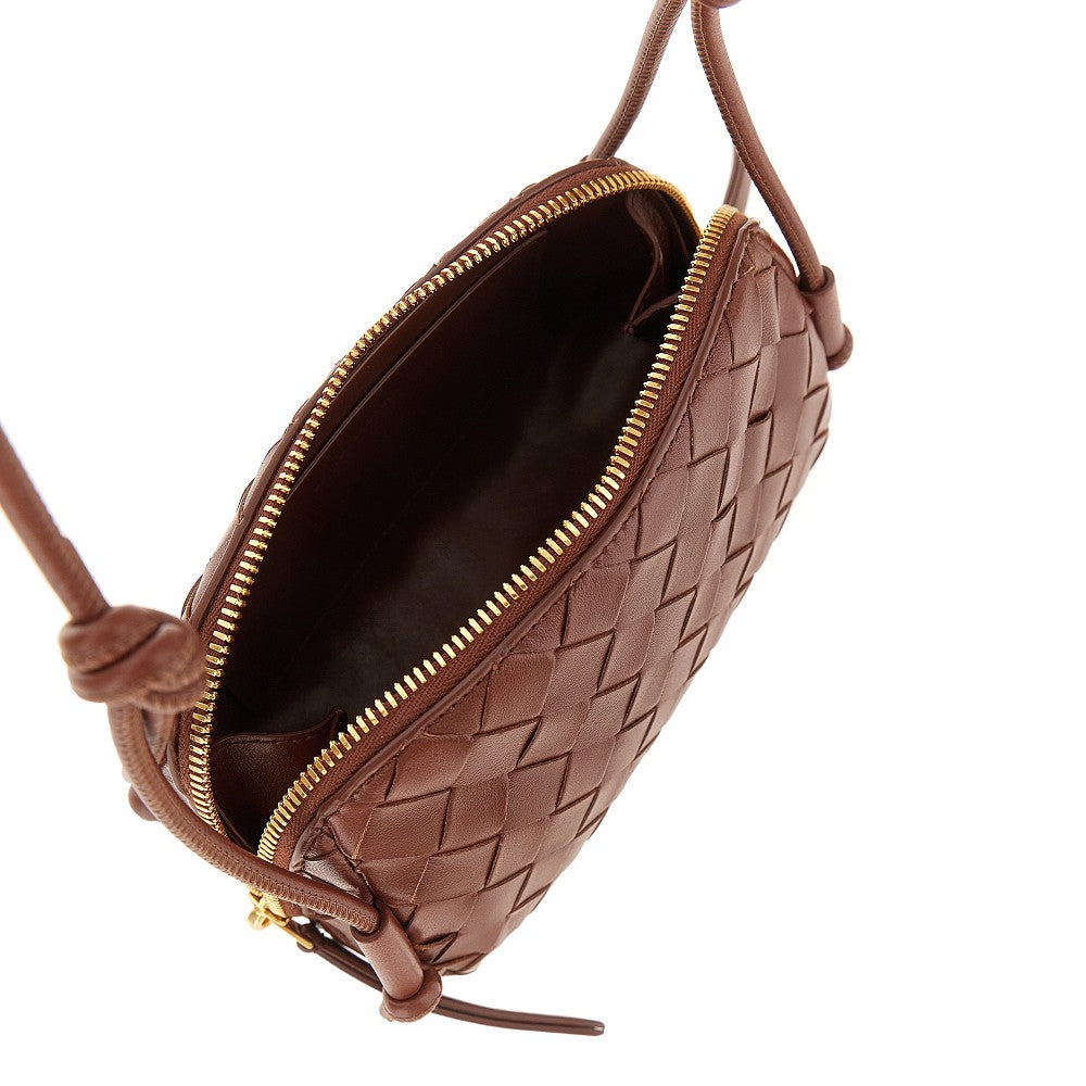 Pouch in pelle Intrecciato con tracolla