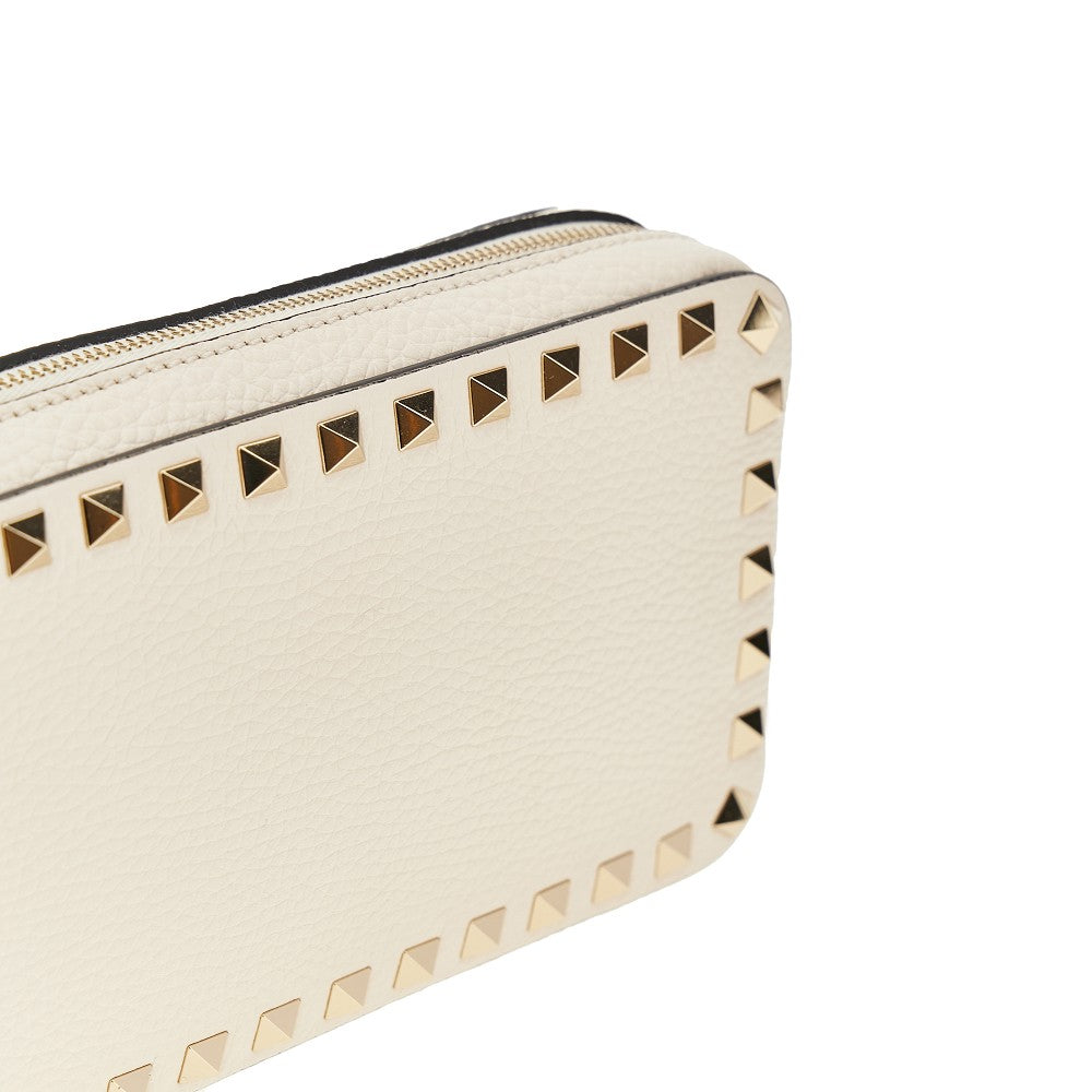 'Rockstud' grained leather pouch