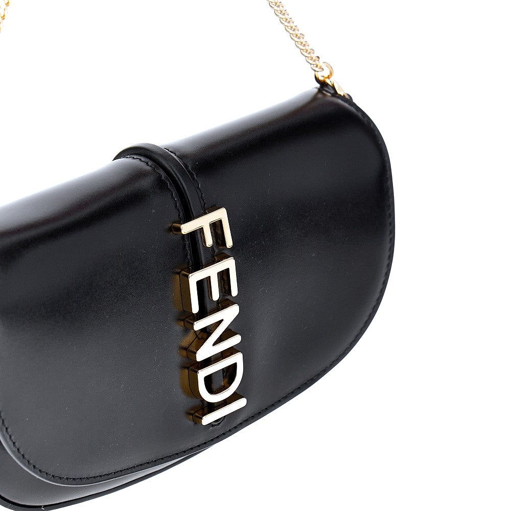 Leather 'Fendigraphy' pouch on chain