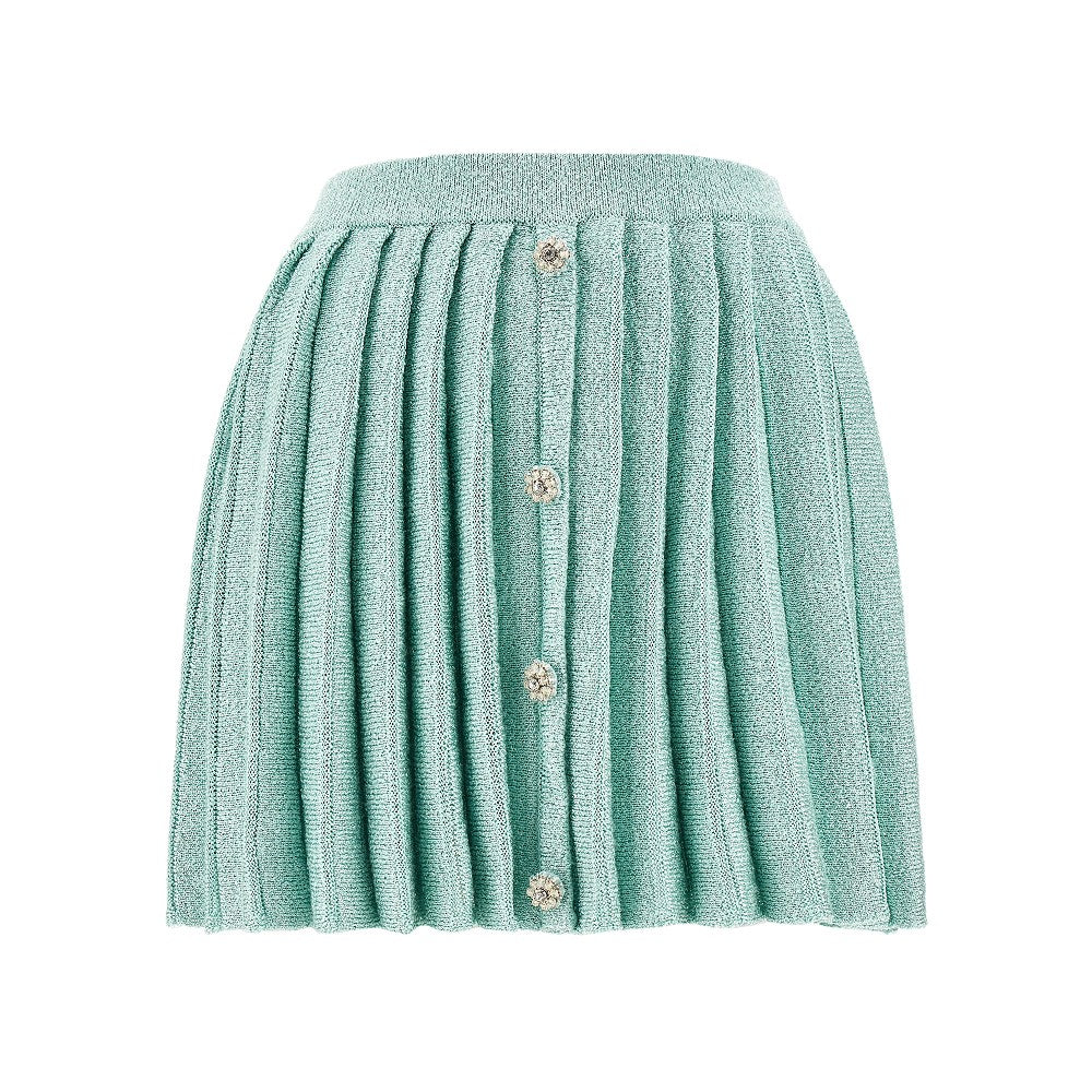 Minigonna a pieghe in maglia con paillettes