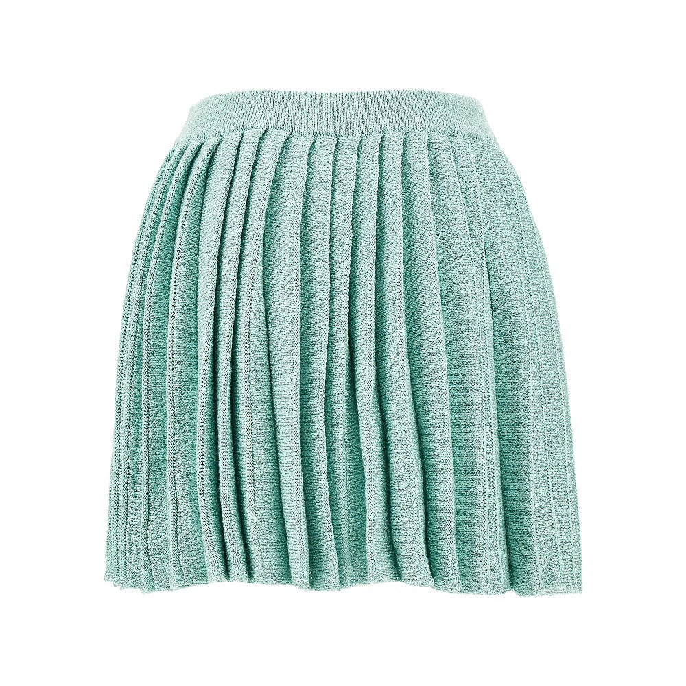 Minigonna a pieghe in maglia con paillettes