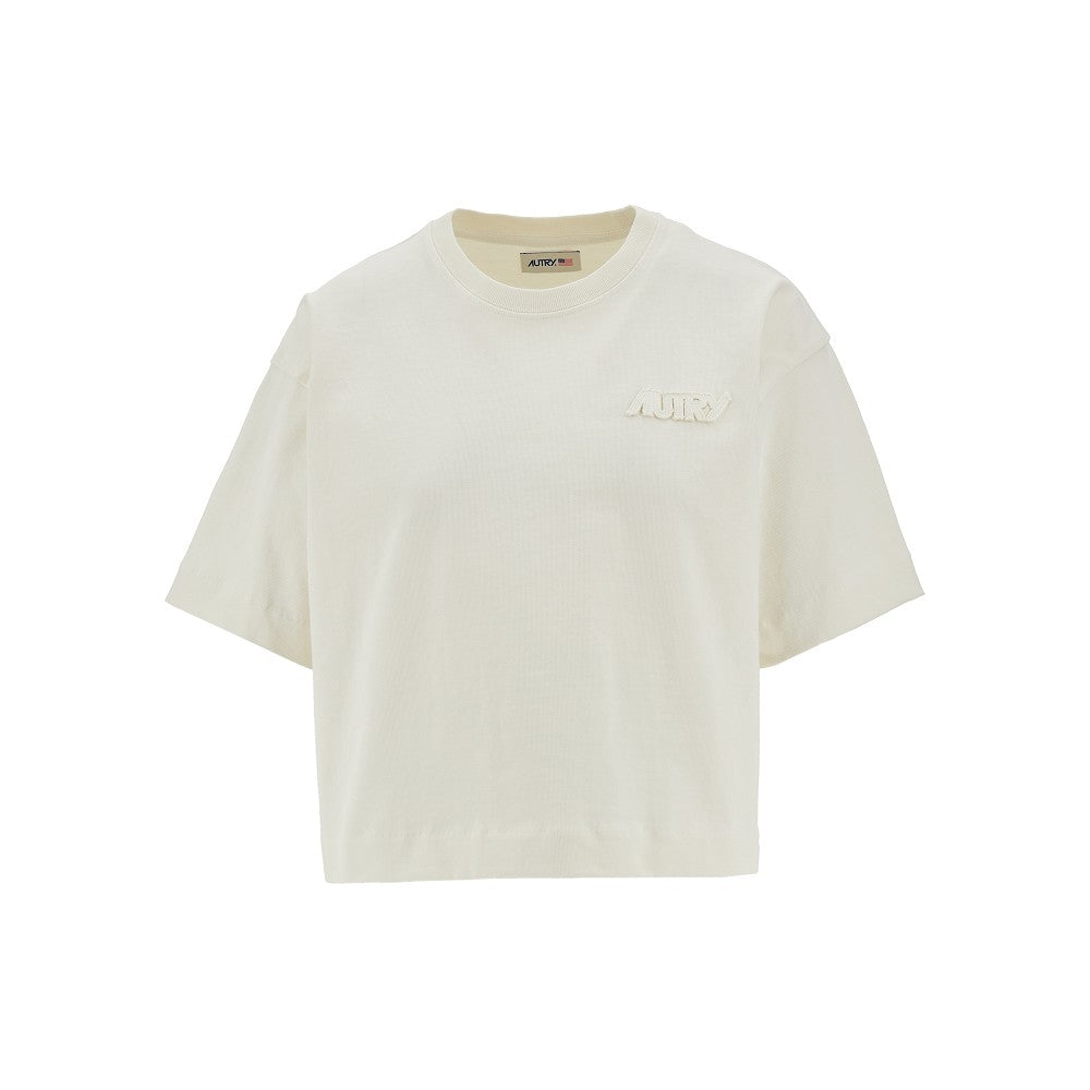 T-shirt cropped con patch logo