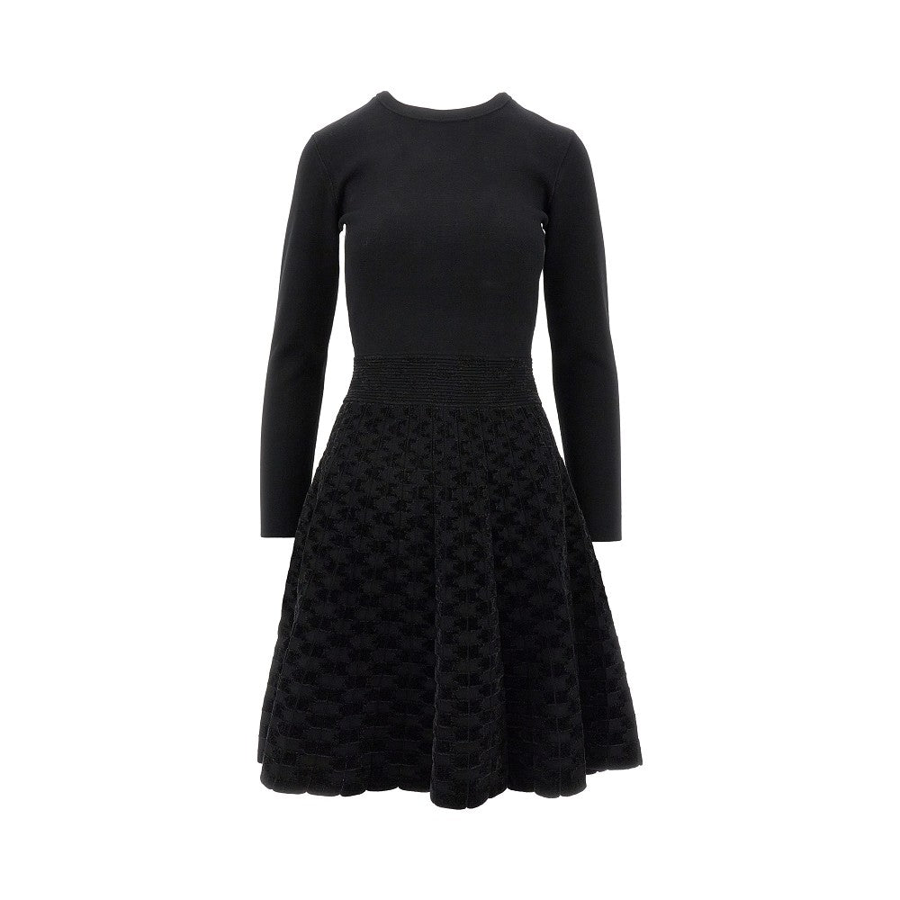 Flared dress with jacquard skirt