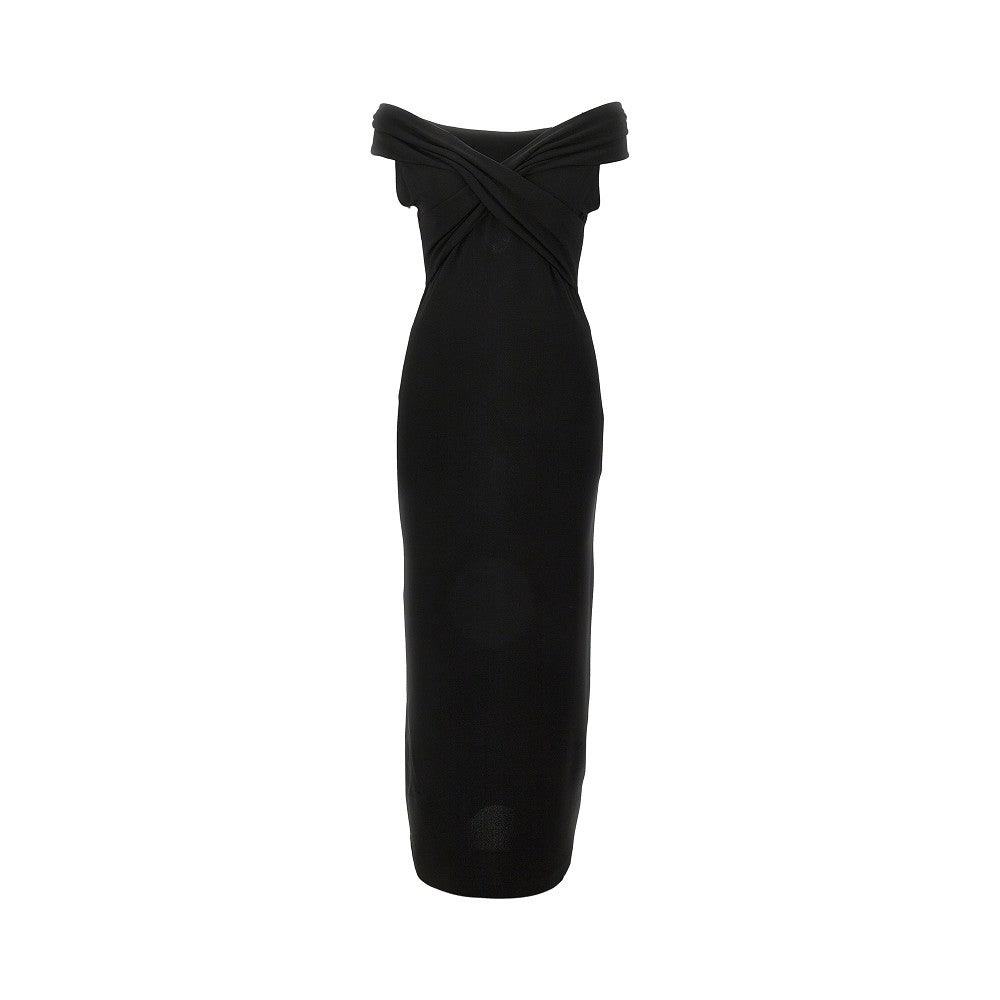 Abito midi in crepe di viscosa stretch