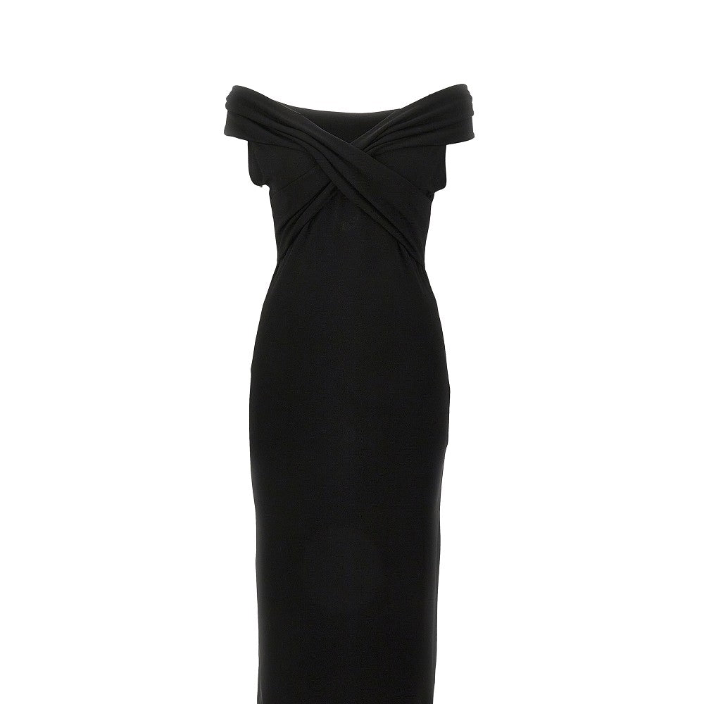 Stretch viscose crepe midi dress