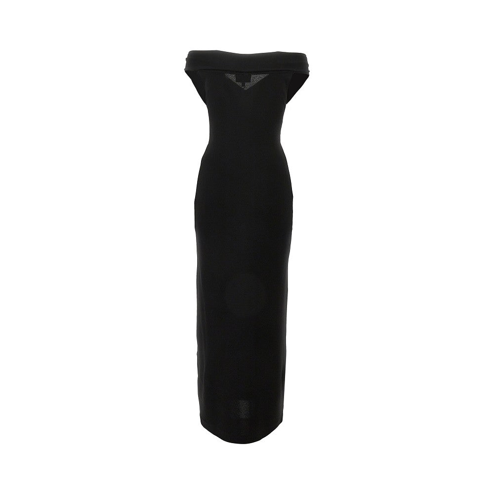 Stretch viscose crepe midi dress
