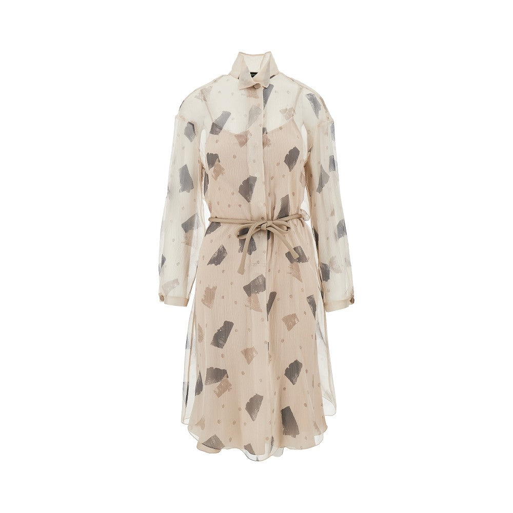Silk creponne shirt dress