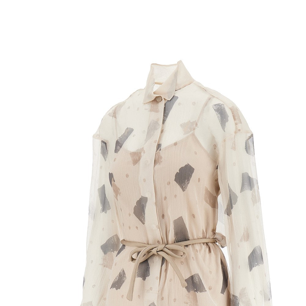 Silk creponne shirt dress