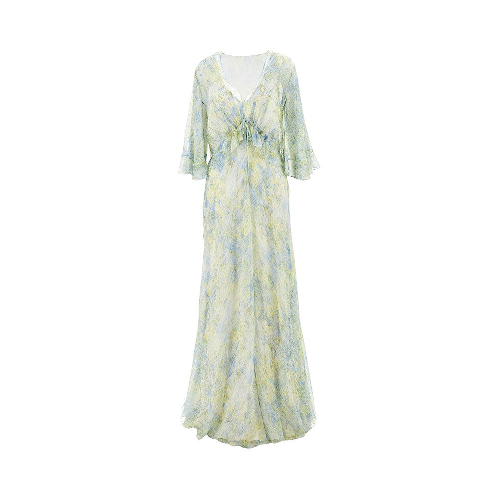 Abito lungo in crepe de chine floreale
