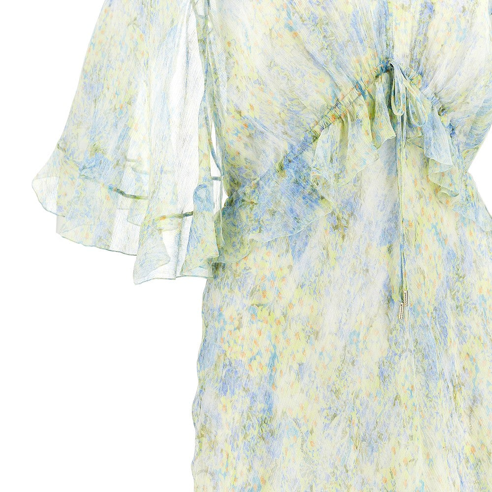 Abito lungo in crepe de chine floreale