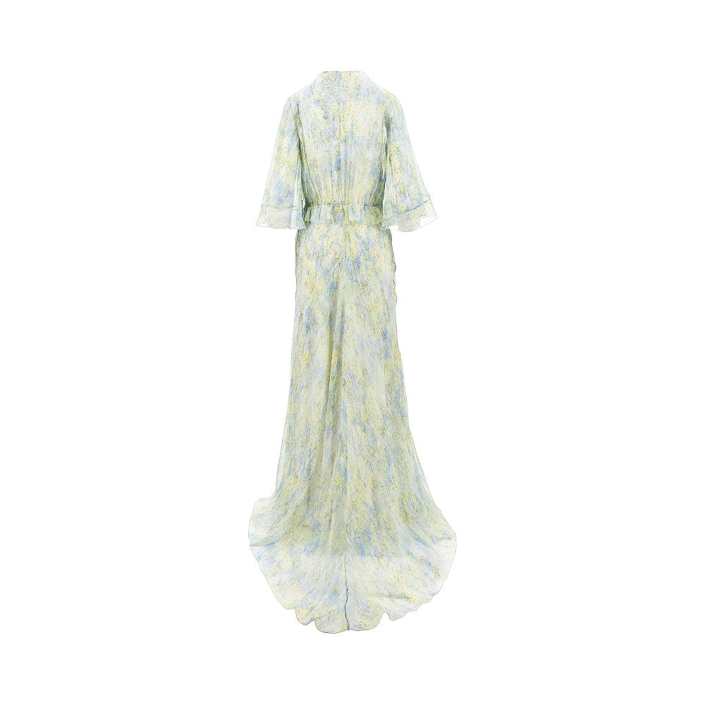 Abito lungo in crepe de chine floreale