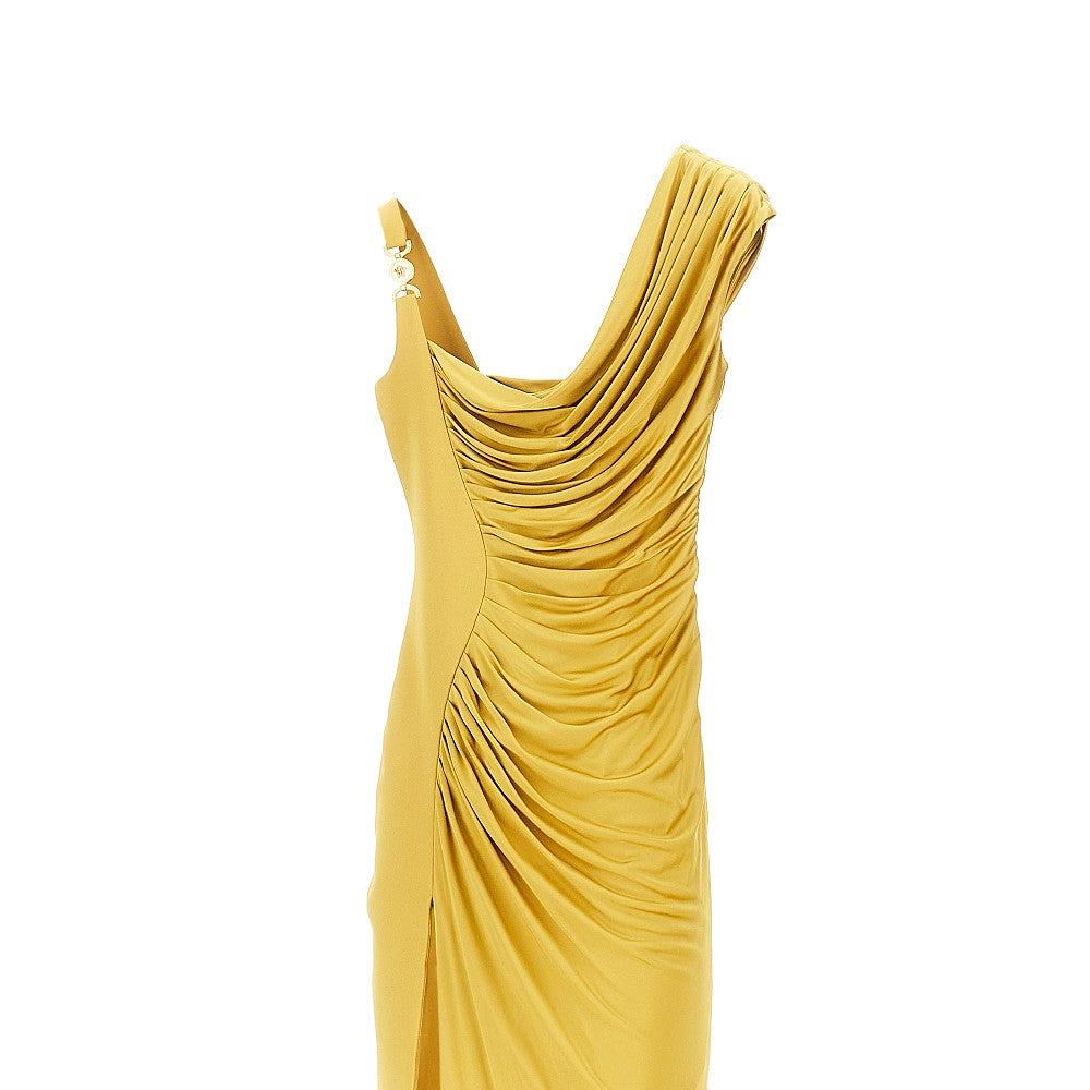 Draped satin long dress