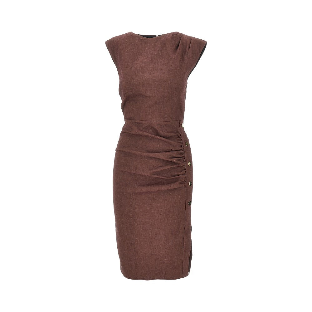 Stretch linen-blend longuette skirt