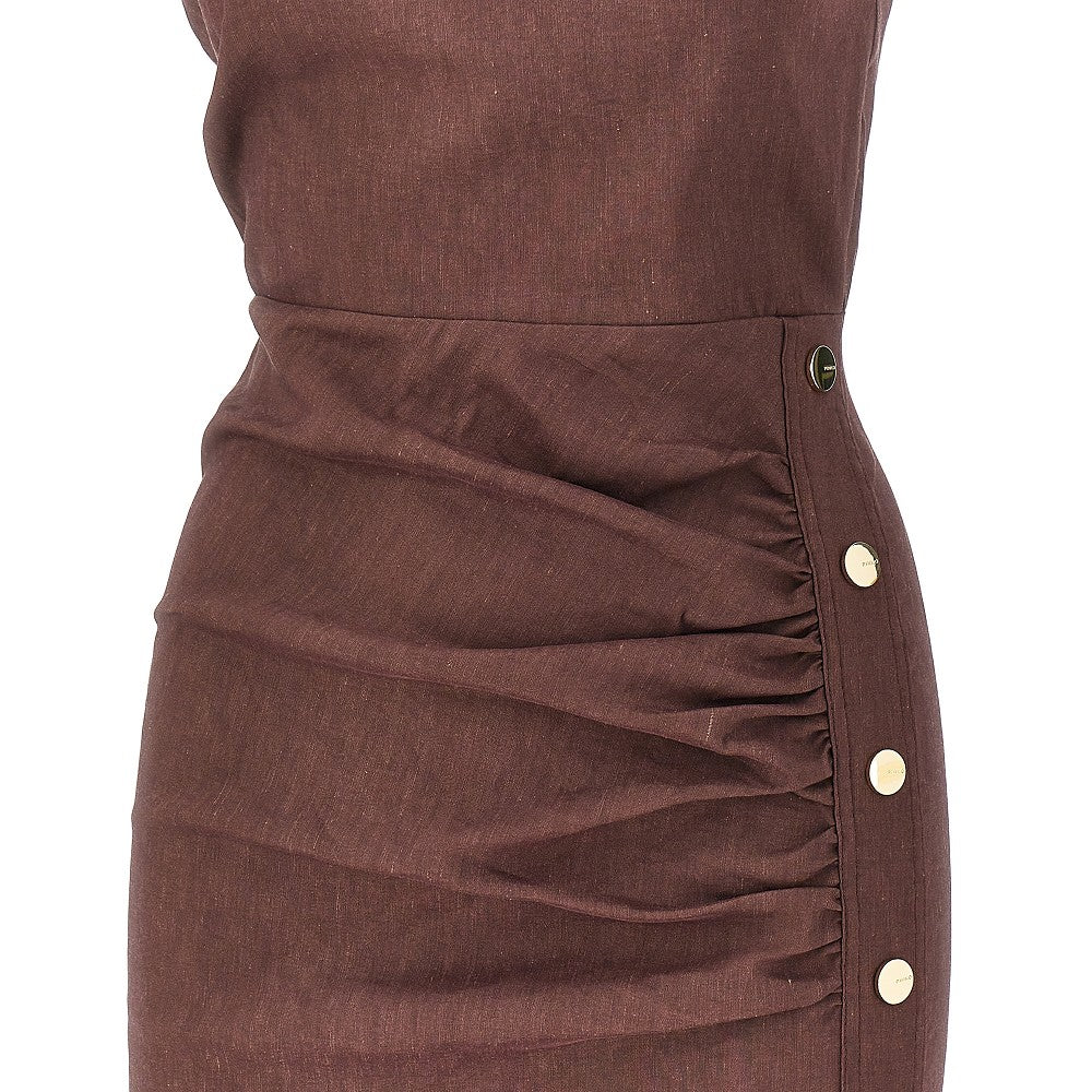 Stretch linen-blend longuette skirt