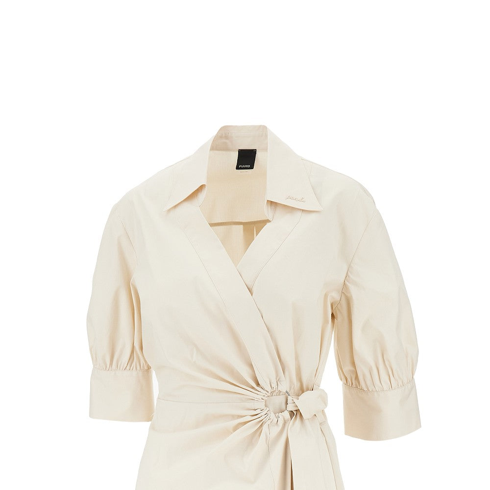 Stretch cotton wrap-over midi dress