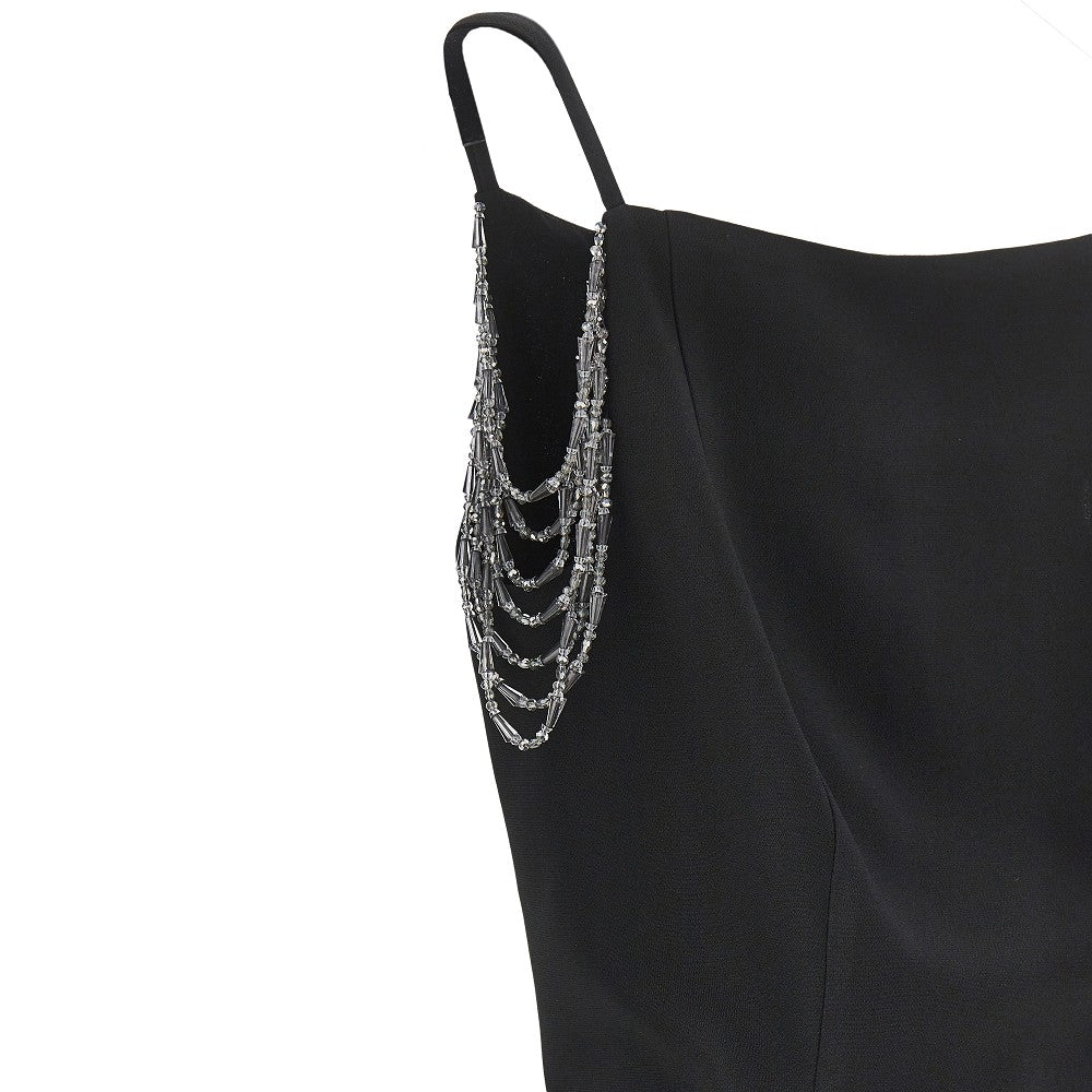 Midi dress with jewelled shoulders