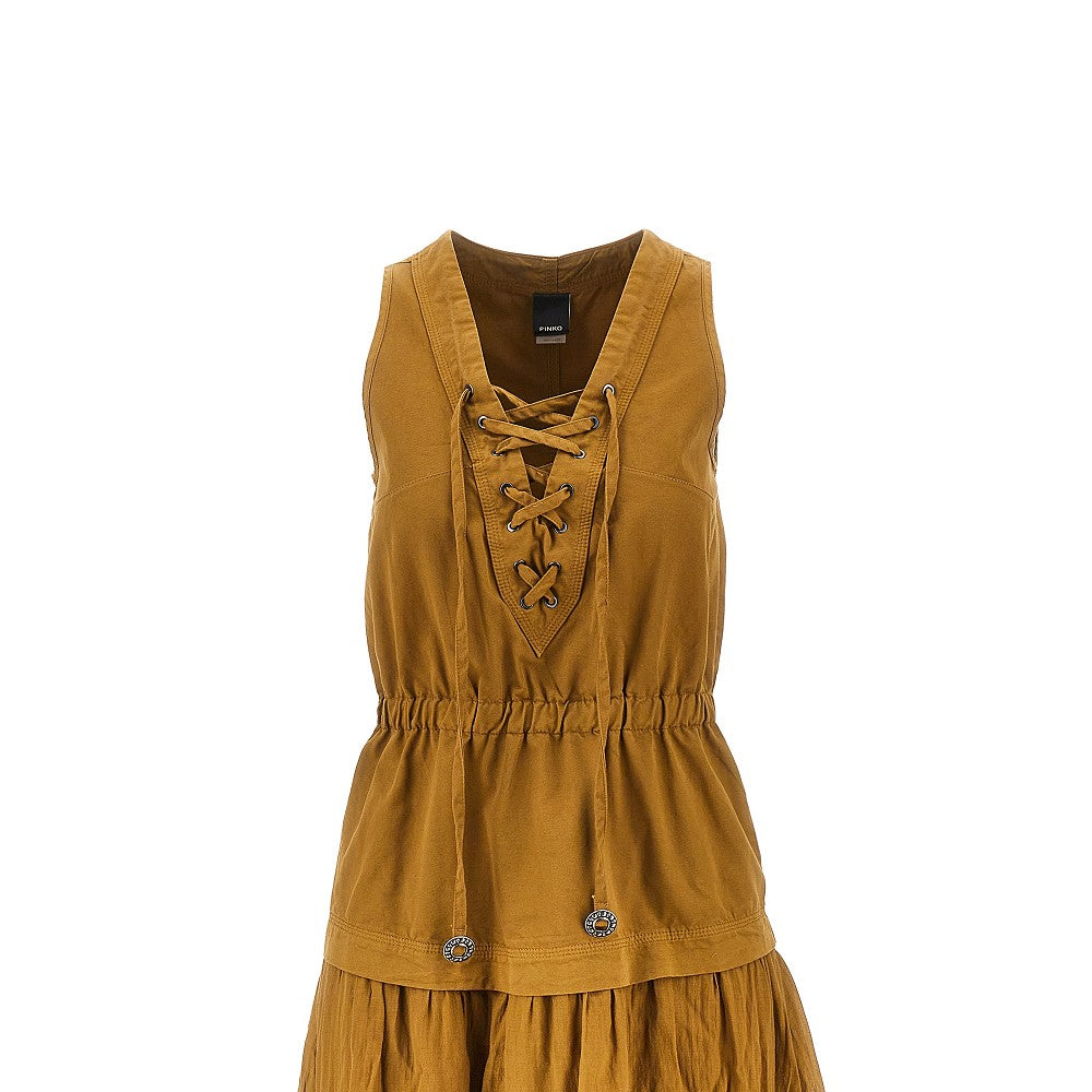 Abito lungo a balze in cotone