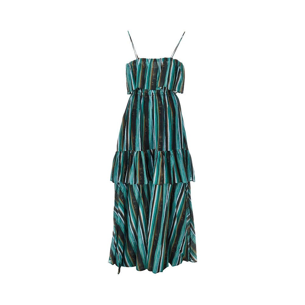 Striped print muslin maxi dress