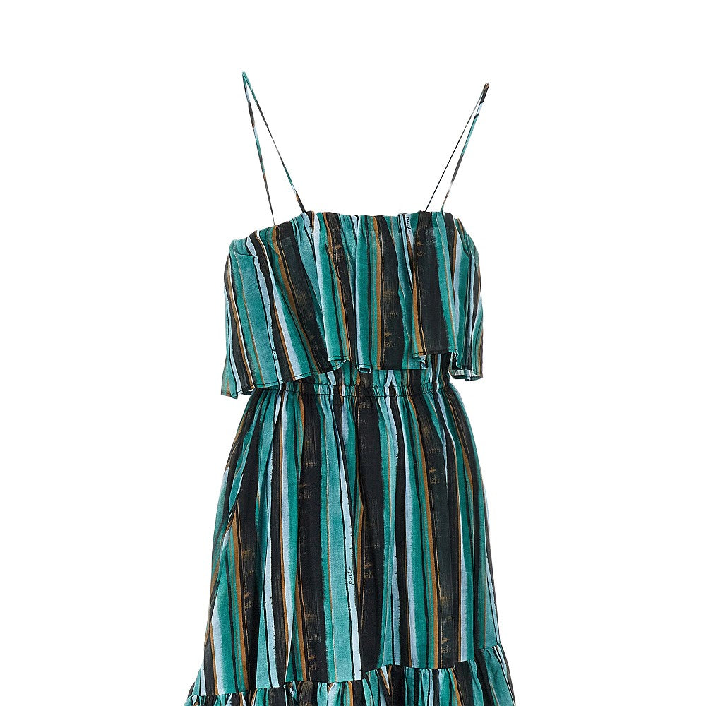 Striped print muslin maxi dress