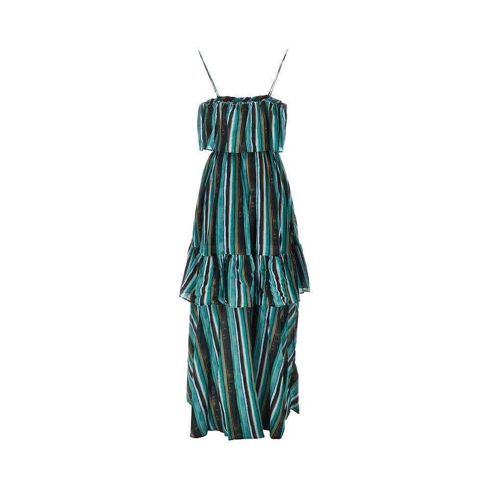 Striped print muslin maxi dress