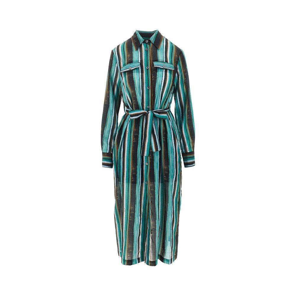 Printed muslin midi shirt dress