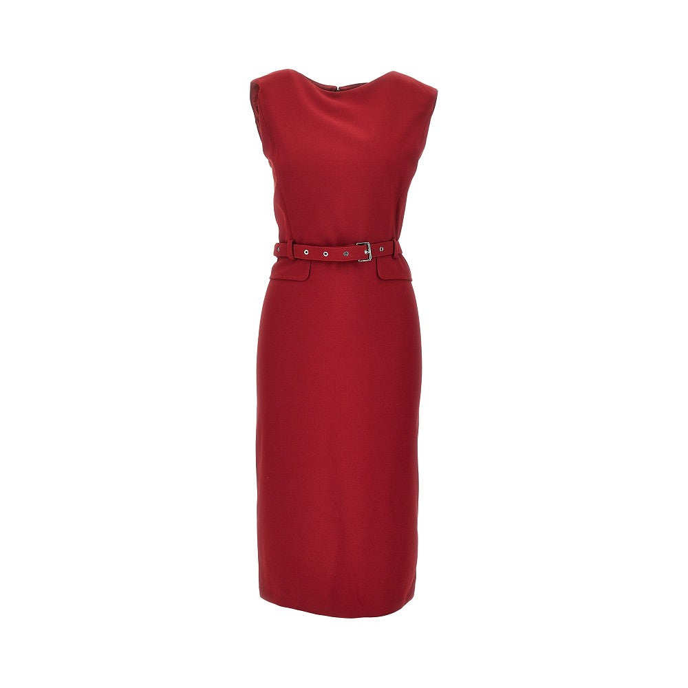 Abito midi in crepe con cintura