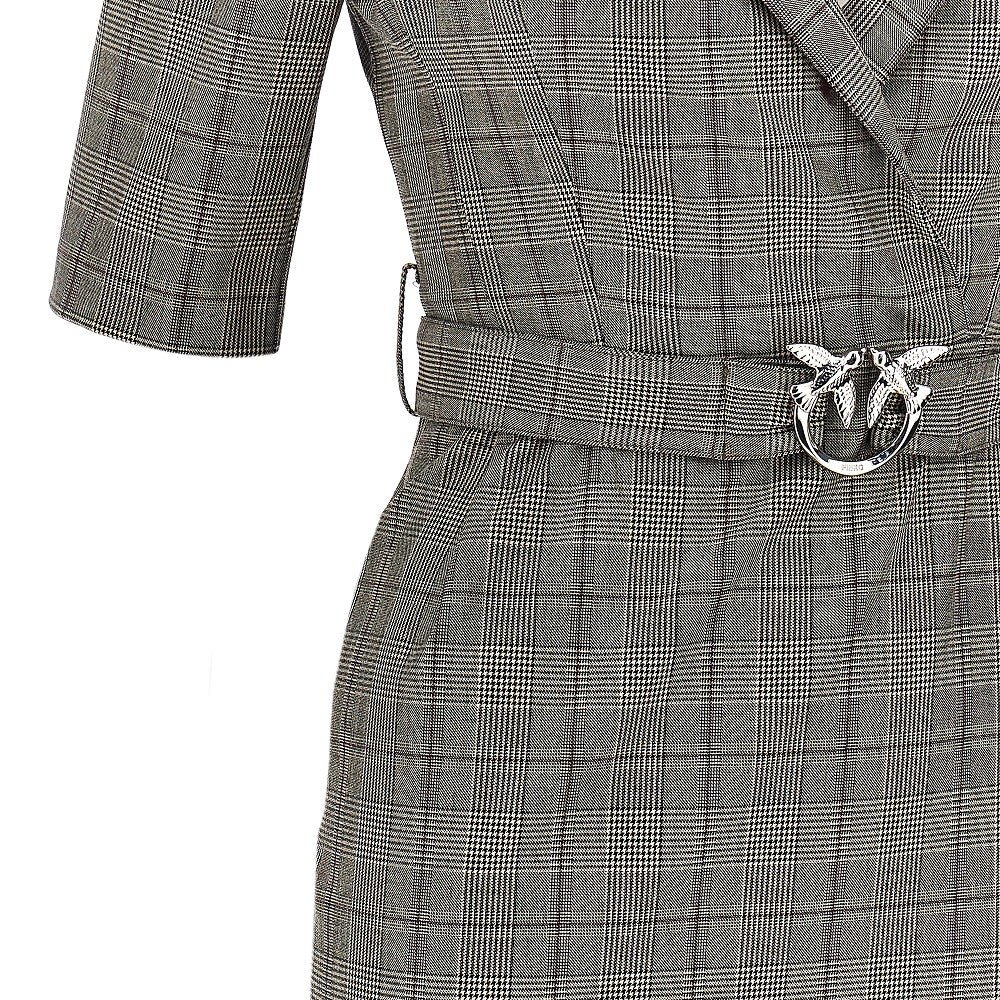 Abito midi in misto lana con motivo Check