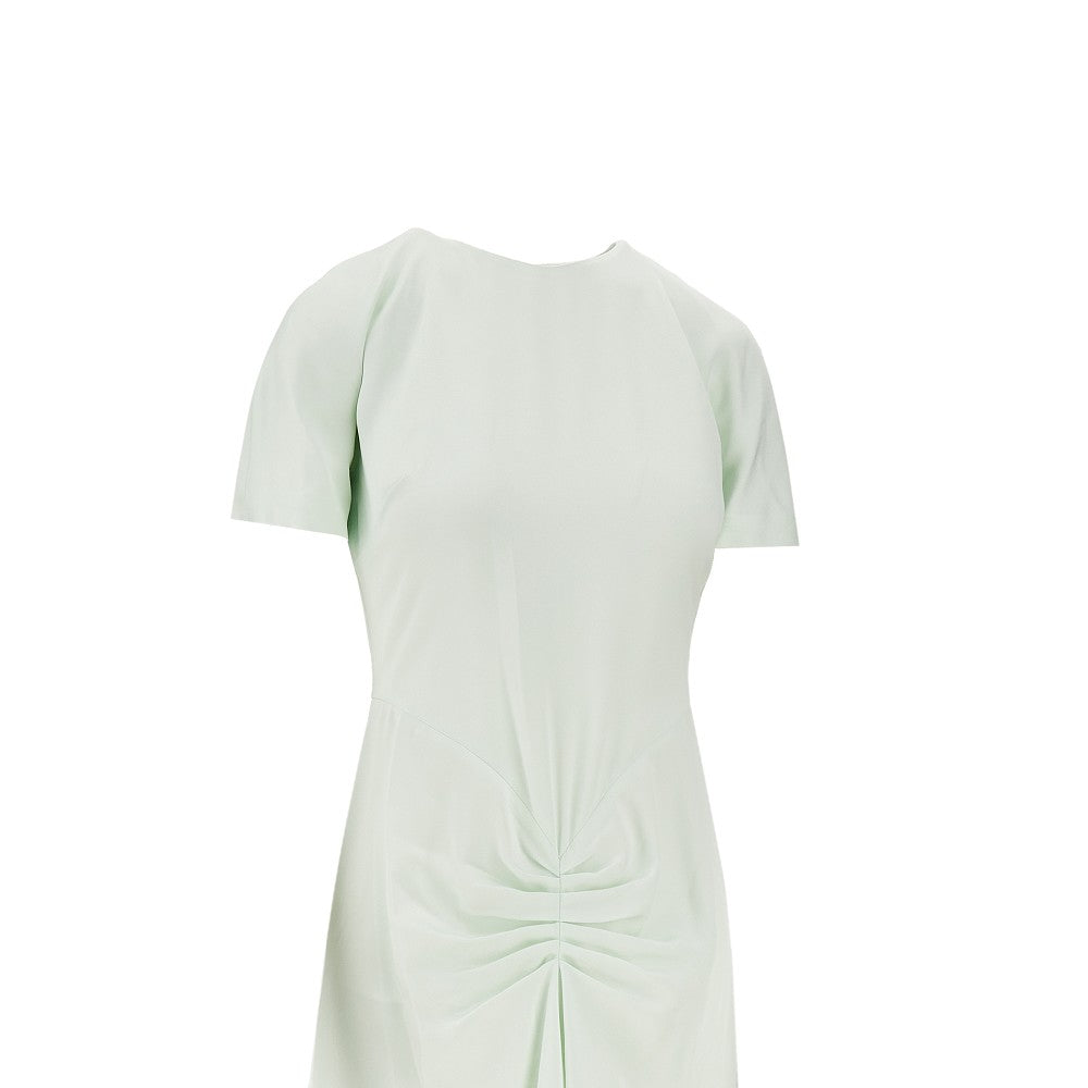 Crepe satin gathered midi dress