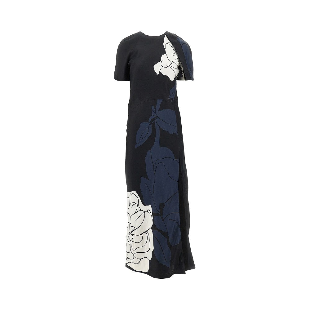 Abito midi in viscosa floreale con spacco