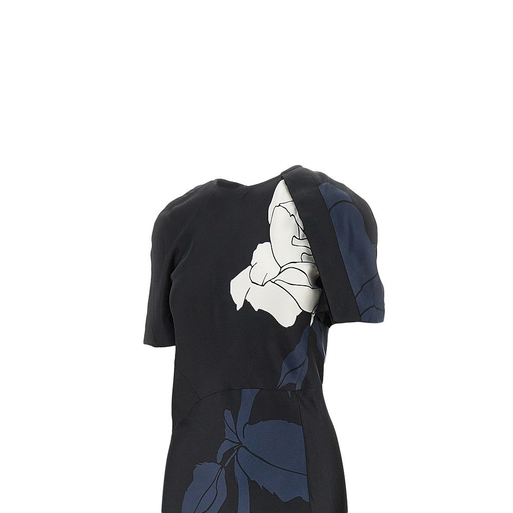 Abito midi in viscosa floreale con spacco