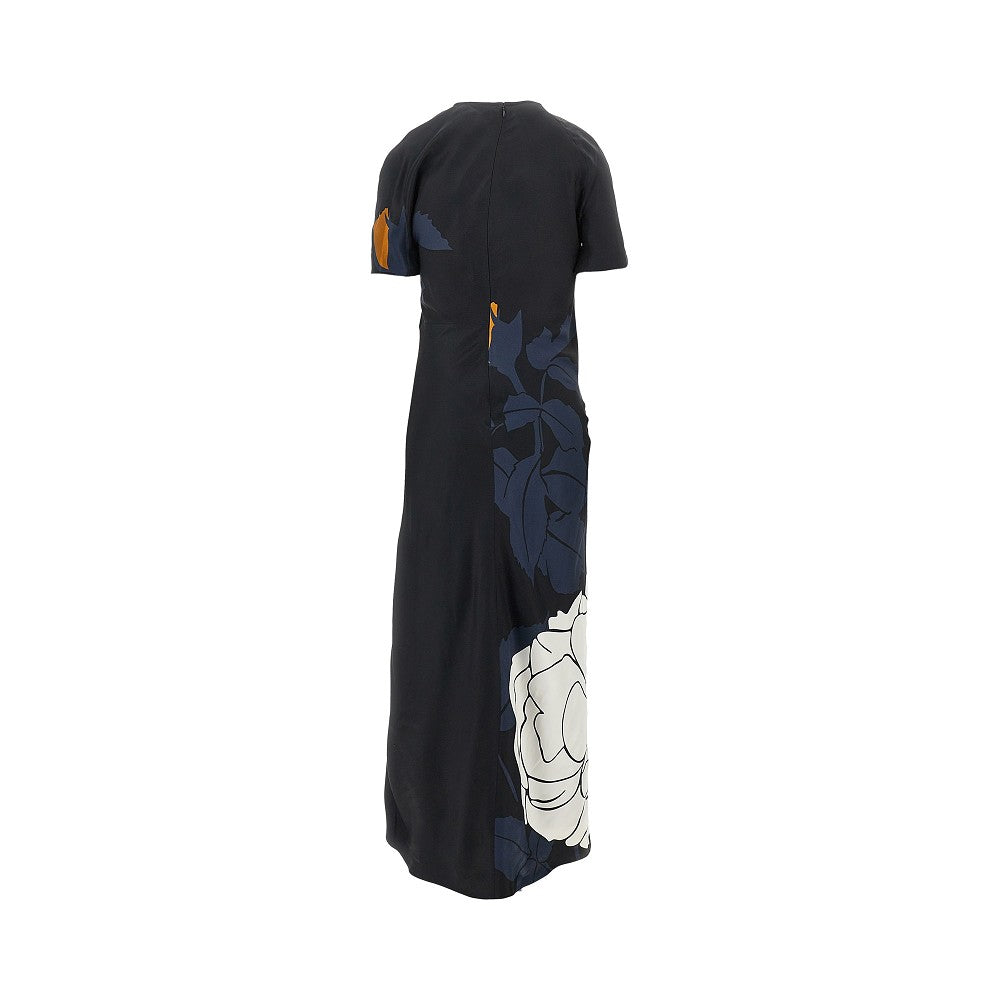 Abito midi in viscosa floreale con spacco