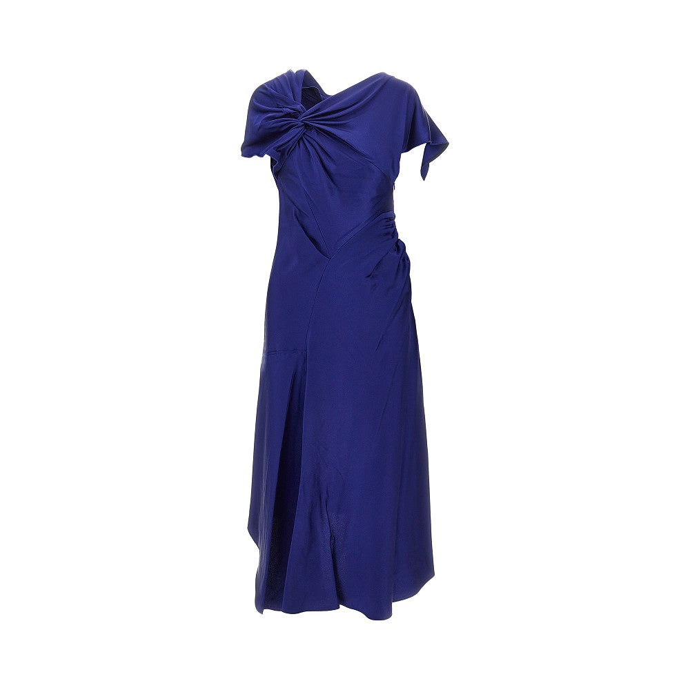 Crepe back satin asymmetrical midi dress