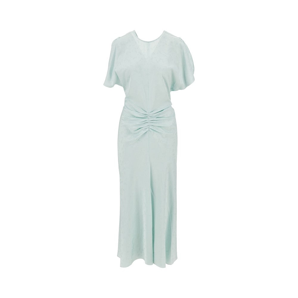 Abito midi in viscosa jacquard arricciato