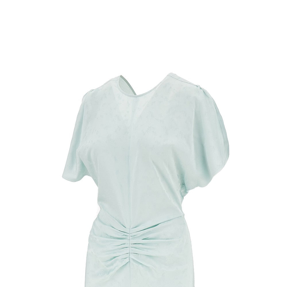 Abito midi in viscosa jacquard arricciato
