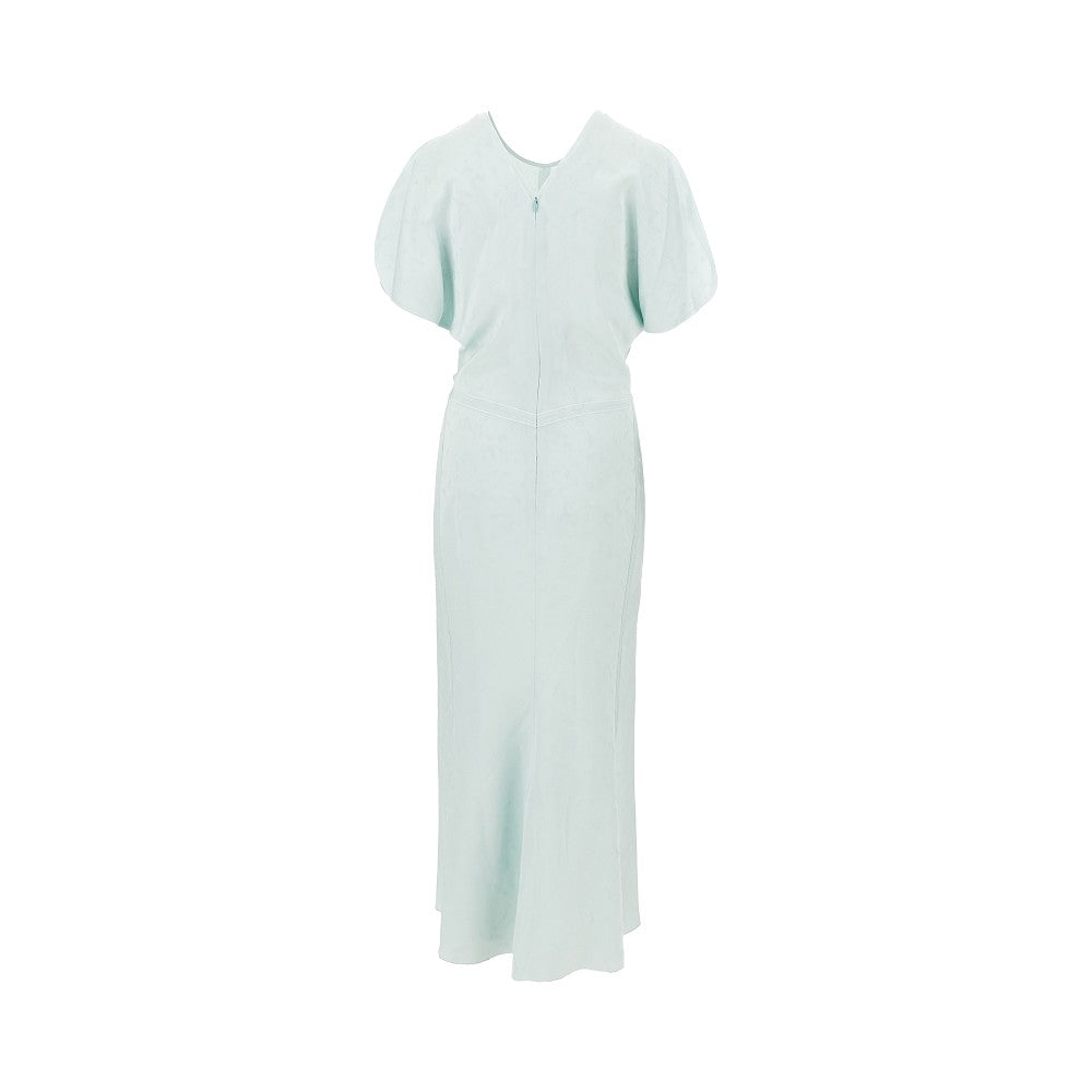 Abito midi in viscosa jacquard arricciato