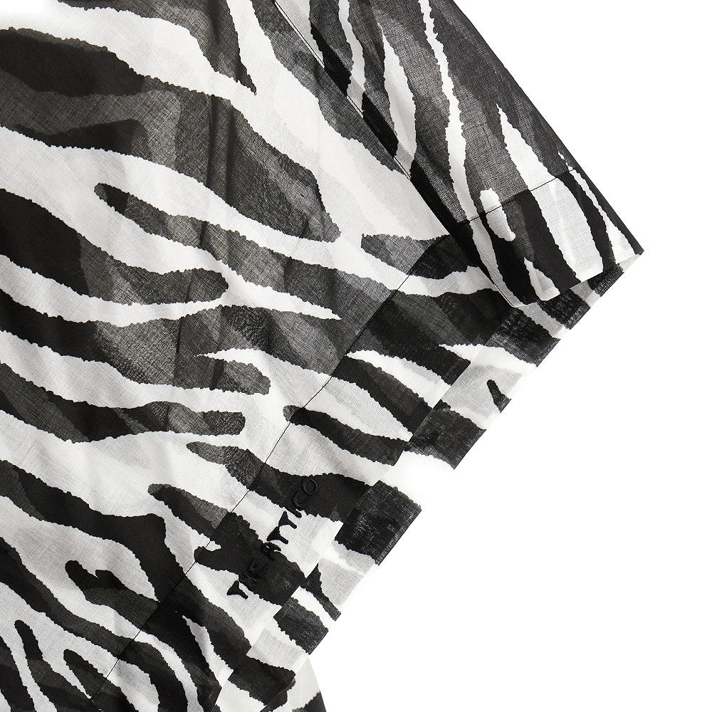 Zebra-striped muslin long kaftan