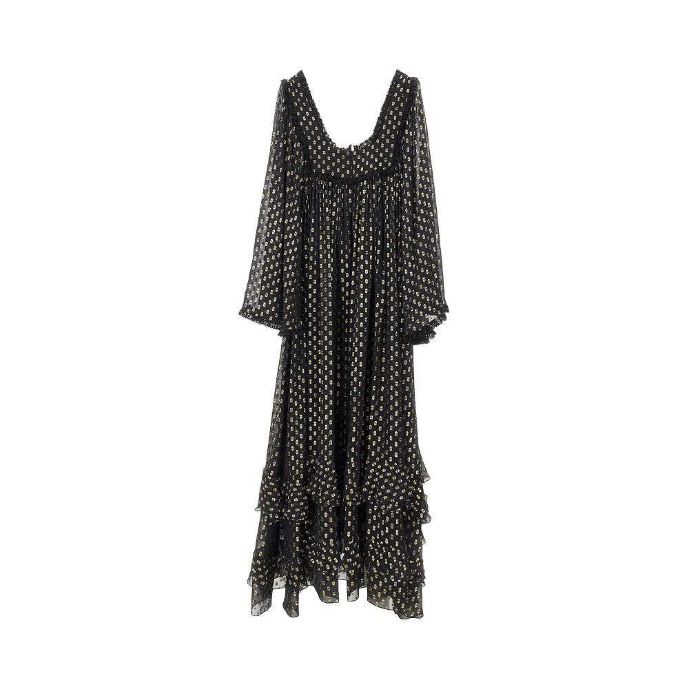 Maxi abito in seta con pois lurex