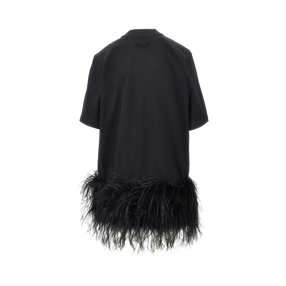 Jersey mini dress with feathers