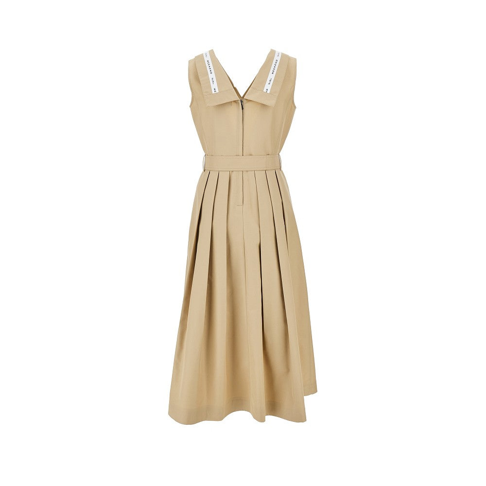 Abito midi in gabardine con cintura