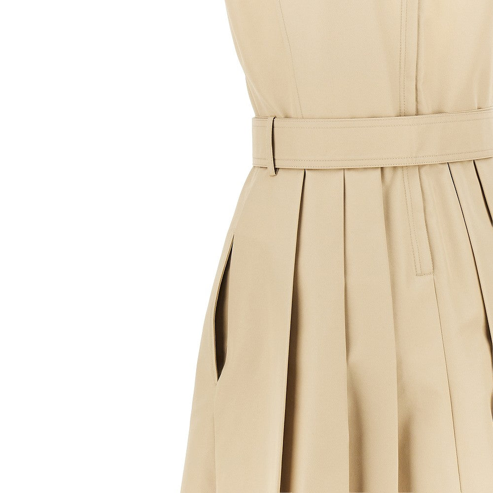 Abito midi in gabardine con cintura