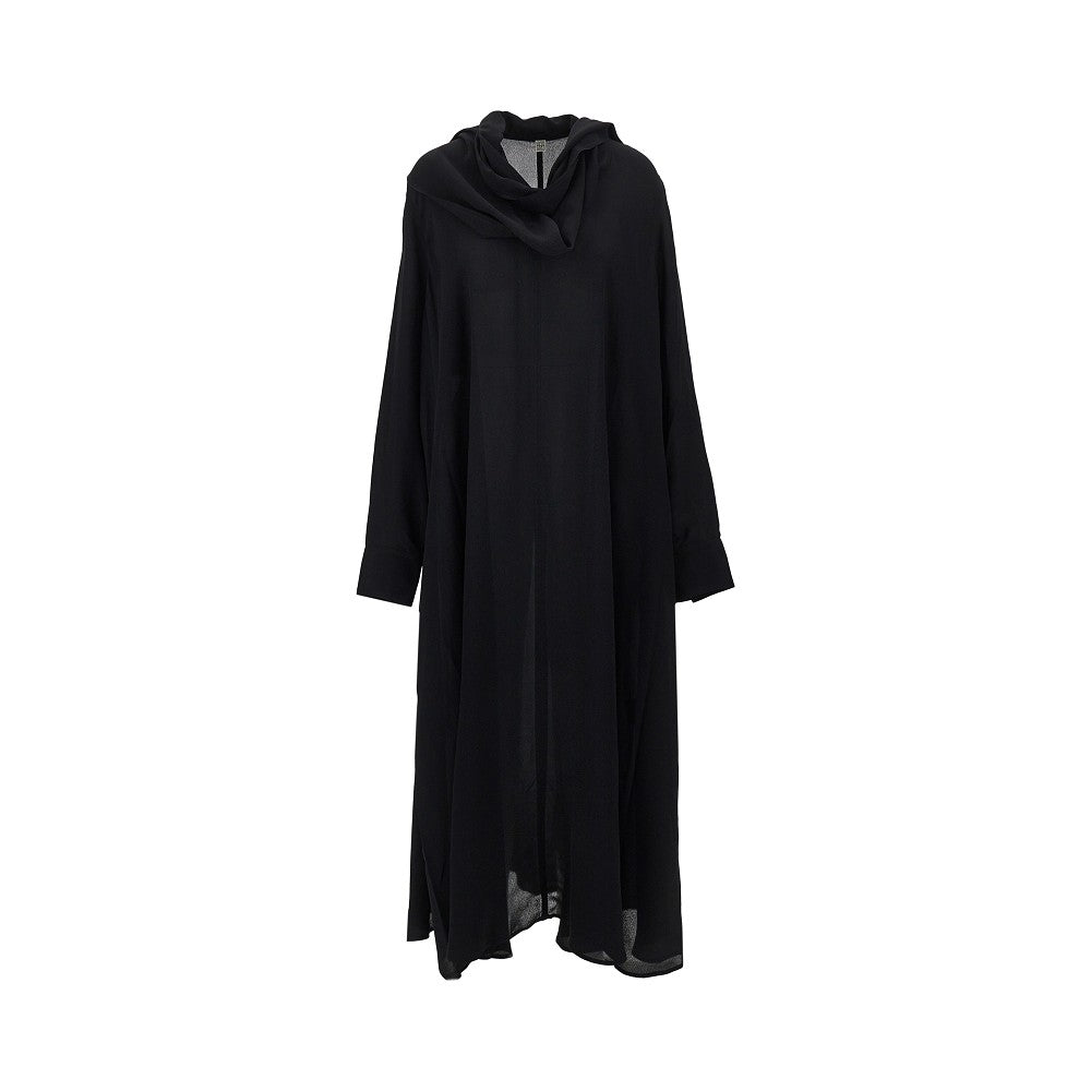 Abito lungo in crepe de chine con sciarpina