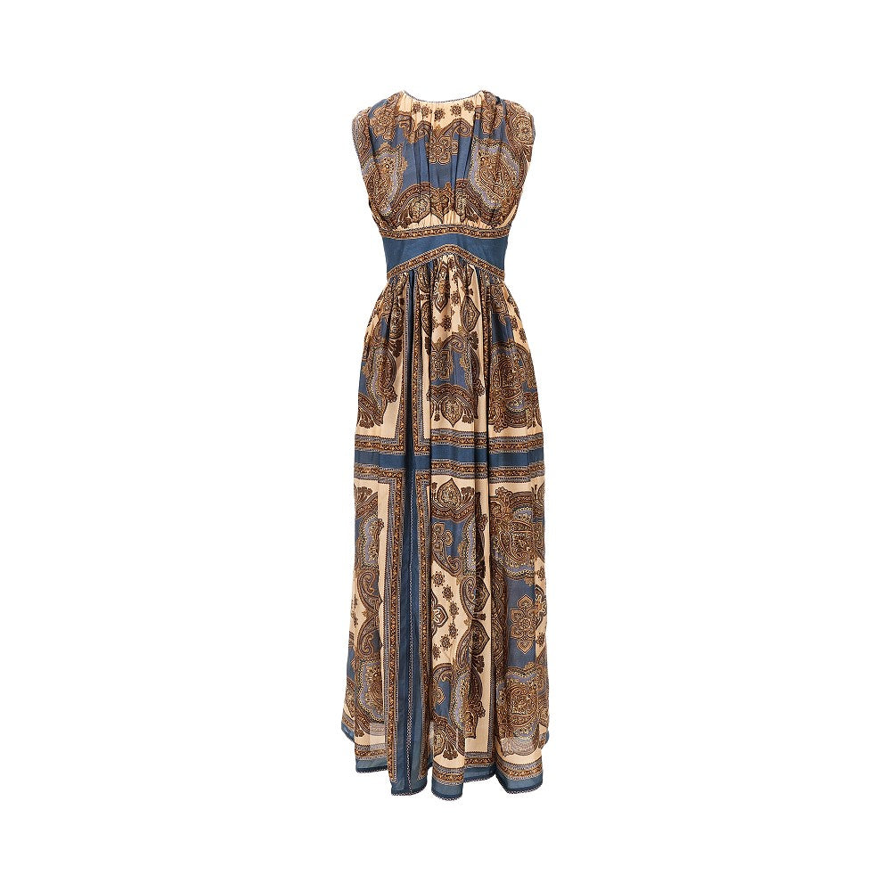 Abito lungo 'Mahon' in seta Paisley