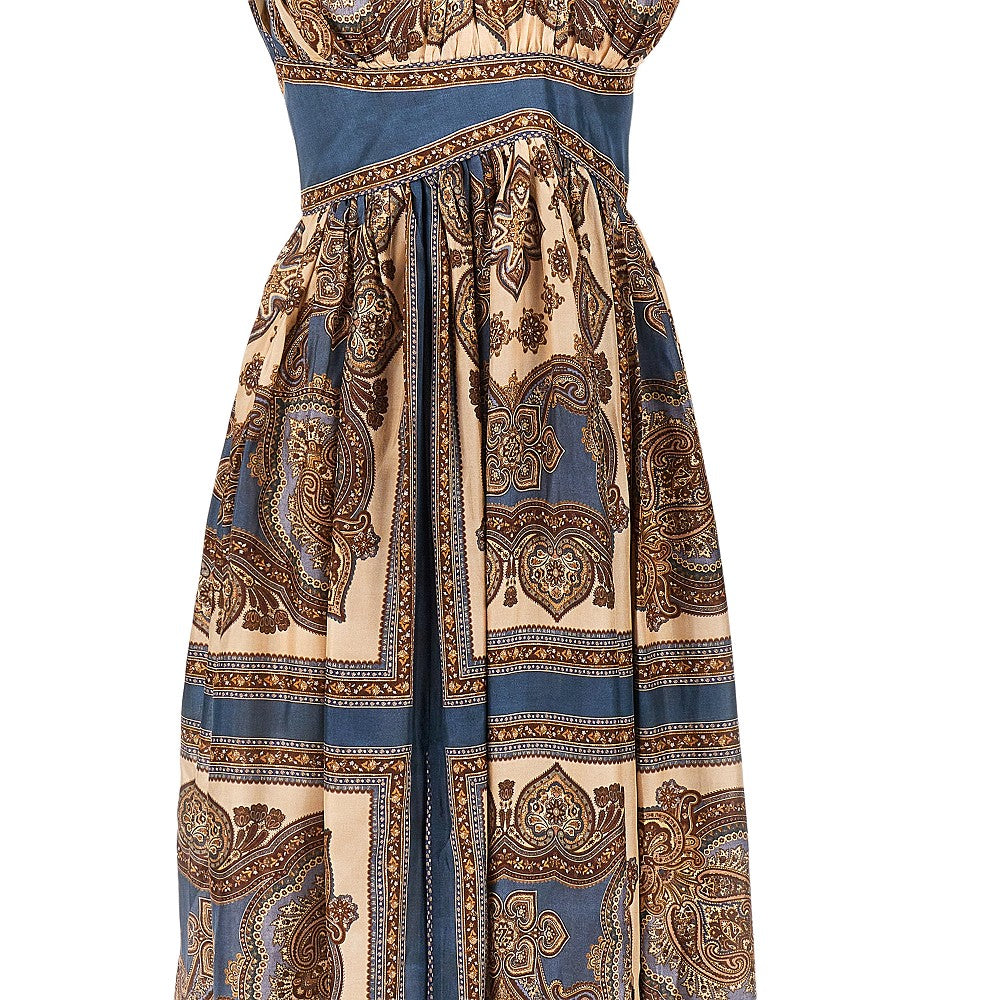 Abito lungo 'Mahon' in seta Paisley