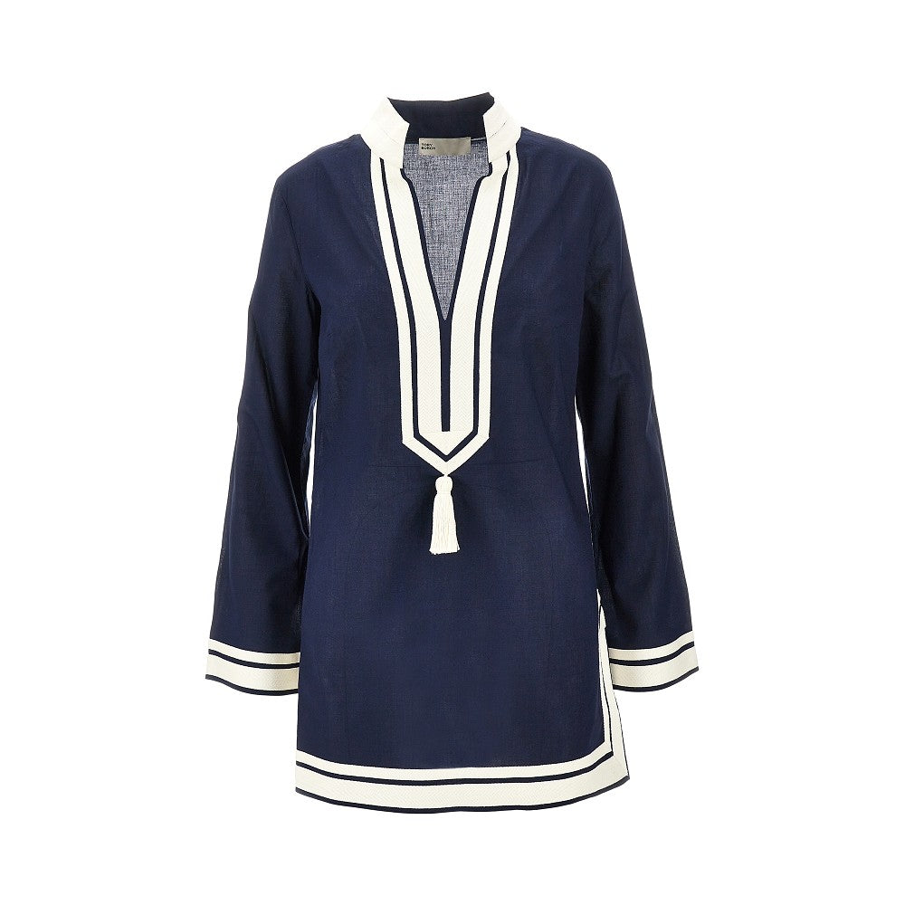 Mini abito tunica in voile di cotone