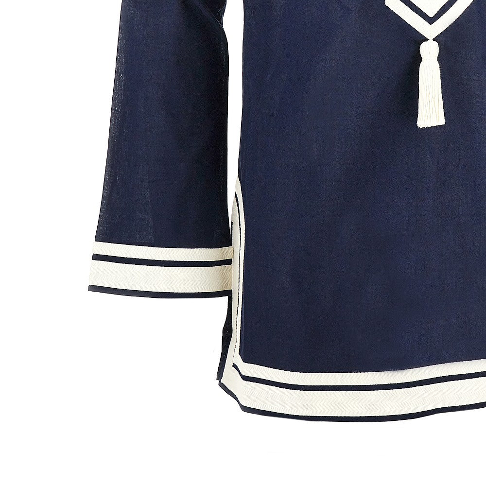 Mini abito tunica in voile di cotone